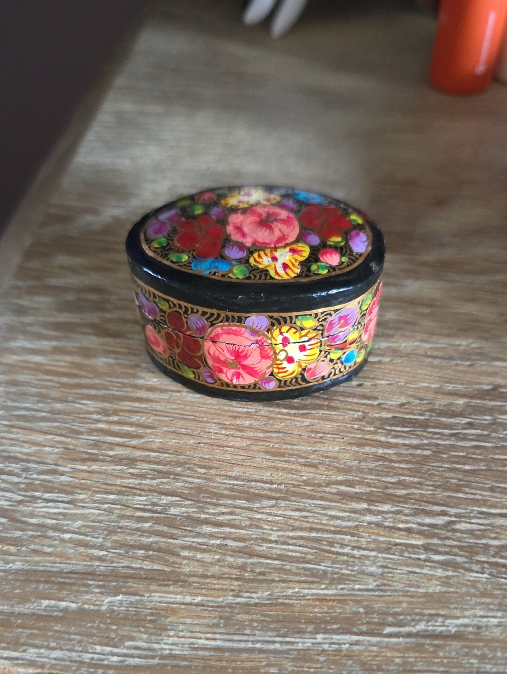 Hand-Painted Floral Trinket Box - Pink Multicolor